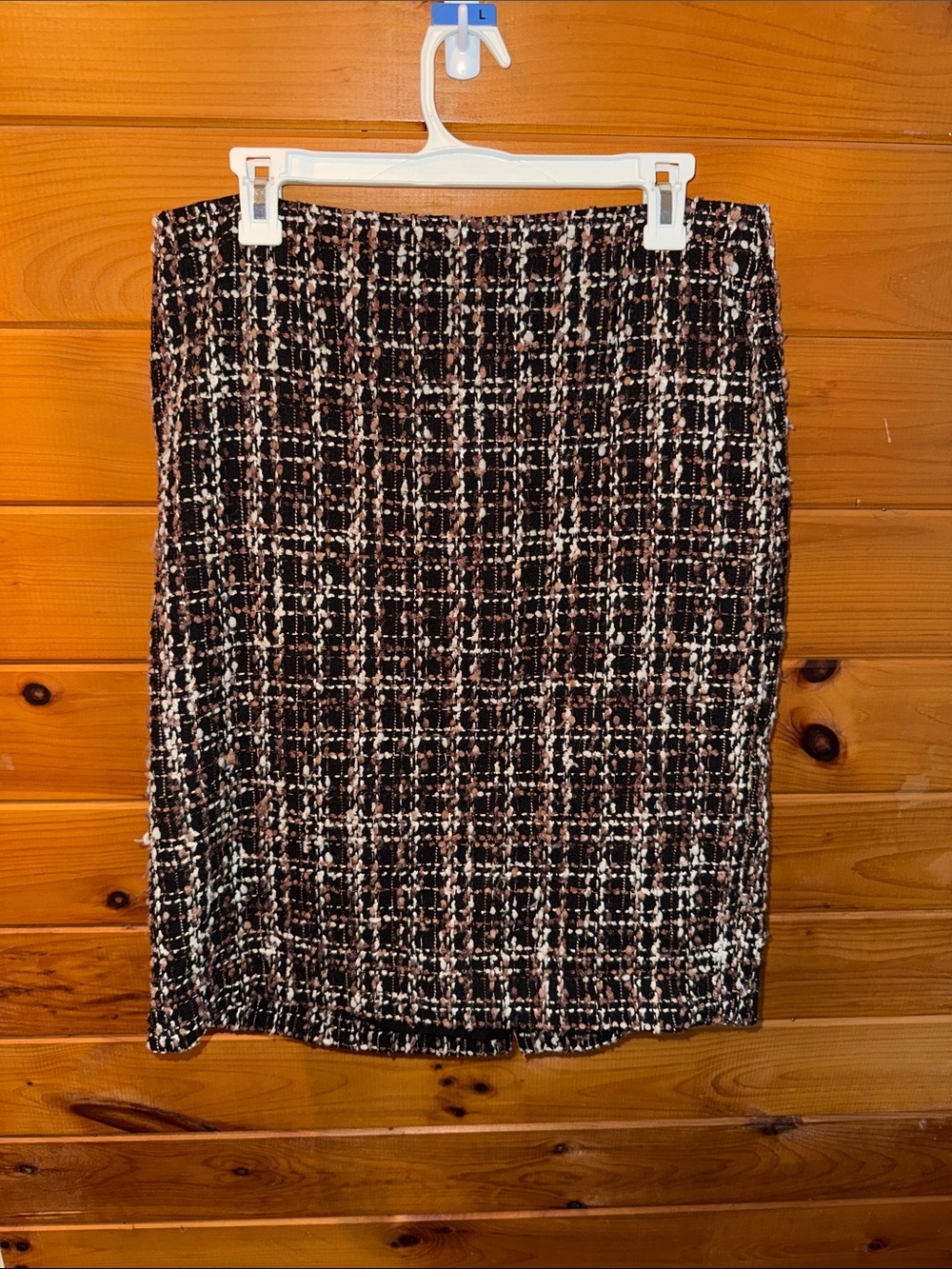 Wool midi Pencil Skirt - Brown Plaid